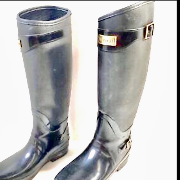Hunter Leather Limited Clarence Regent Rainboot Boots Black 8 - Picture 5 of 9